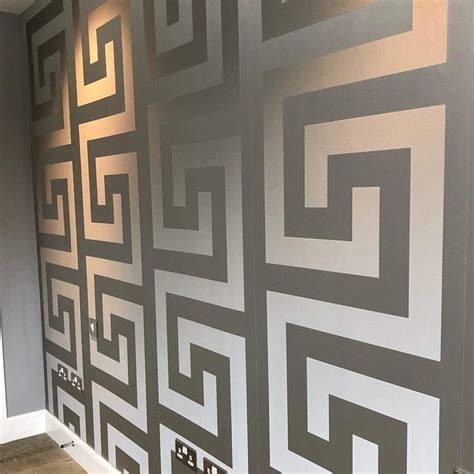 versace greek key stripe wallpaper|versace silver wallpaper greek key.